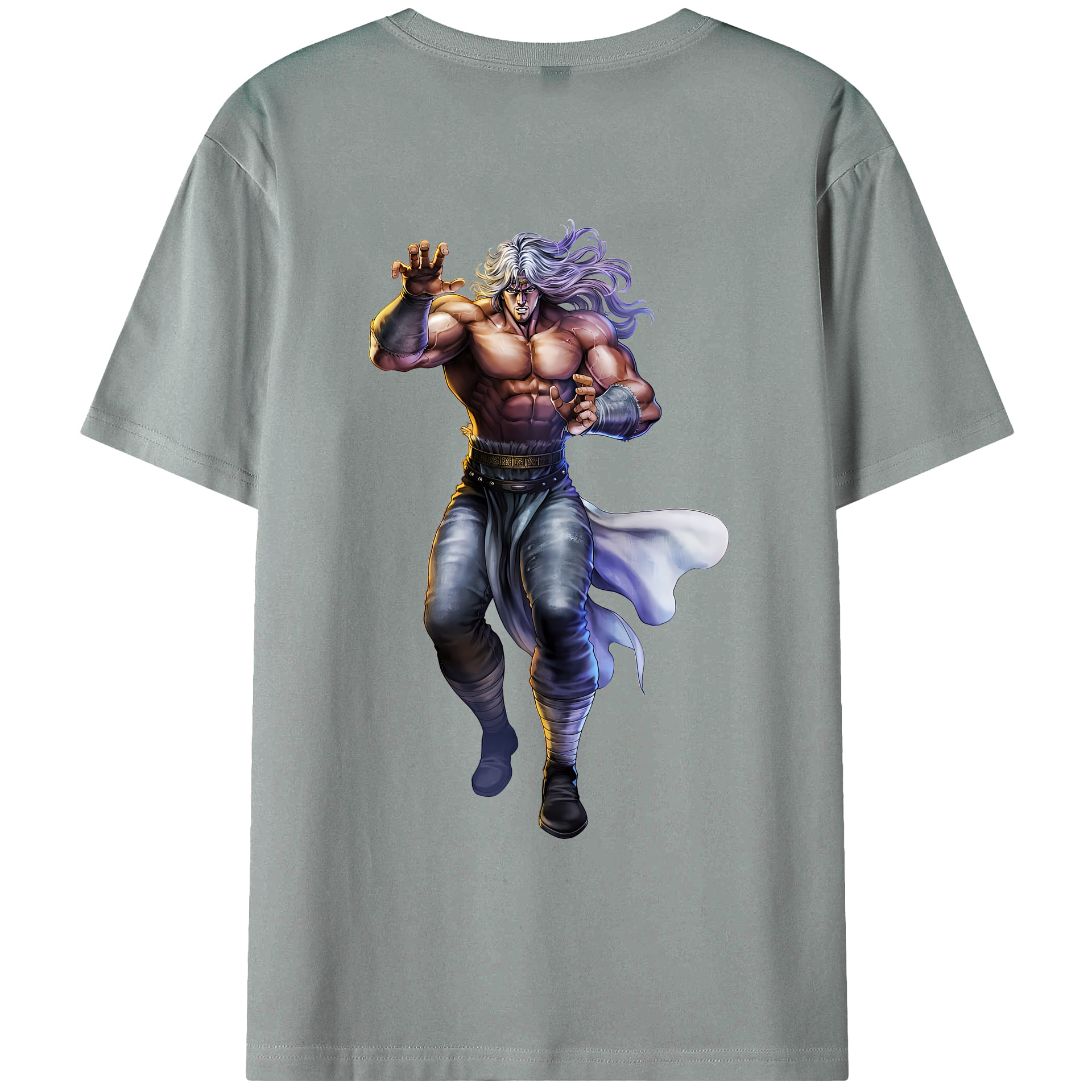 （画像用） 北斗の拳 Fist of the North Star 綿100％ メンズ半袖Tシャツ（バックプリント） 通気性
